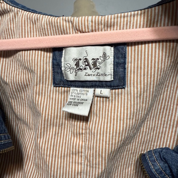 Live a Little Blue Denim Jacket with Ruffle Trim Y2K - Picture 4 of 5